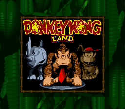 Donkey Kong Land (Game Boy) screenshot: Title screen (in Super Game Boy).