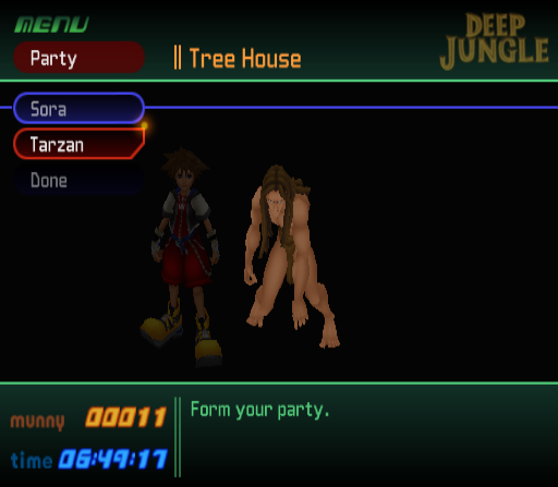 Kingdom Hearts (PlayStation 2) screenshot: At some point you'll get the ability to form your party
