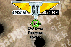 CT Special Forces (Game Boy Advance) screenshot: Start menu