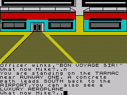 Spy-Trek Adventure (ZX Spectrum) screenshot: The runway
