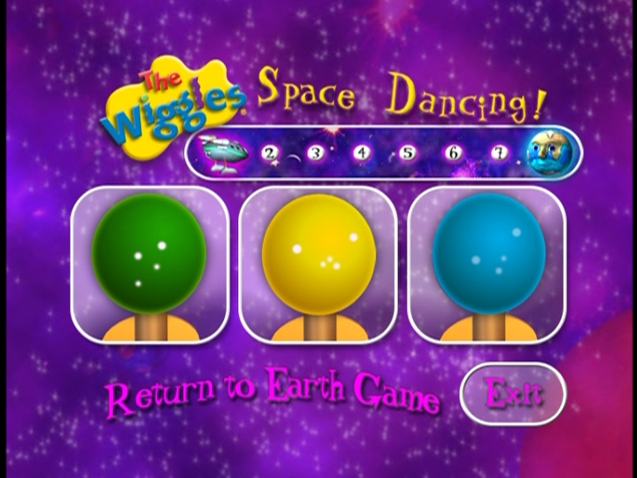 The Wiggles: Space Dancing (included game) (DVD Player) screenshot: What a question looks like.