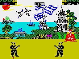 World Karate Championship (ZX Spectrum) screenshot: The arena in Japan