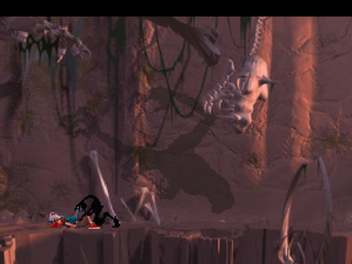 Heart of Darkness (PlayStation) screenshot: Eaten by a monster.