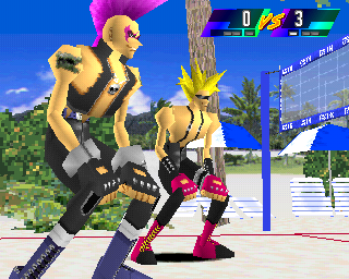 V-Ball: Beach Volley Heroes (PlayStation) screenshot: Talls team. Weirdos.