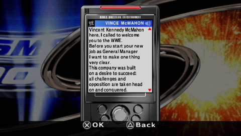 WWE Smackdown vs. Raw 2007 (PSP) screenshot: General Manager mode introduction