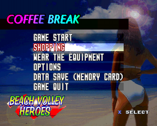 V-Ball: Beach Volley Heroes (PlayStation) screenshot: But you can always choose Yes. Coffee Break! Let's go shopping...