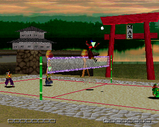V-Ball: Beach Volley Heroes (PlayStation) screenshot: Ninjas' court.
