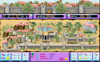 Rings of Medusa (Amiga) screenshot: City screen