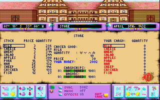 Rings of Medusa (Amiga) screenshot: Store