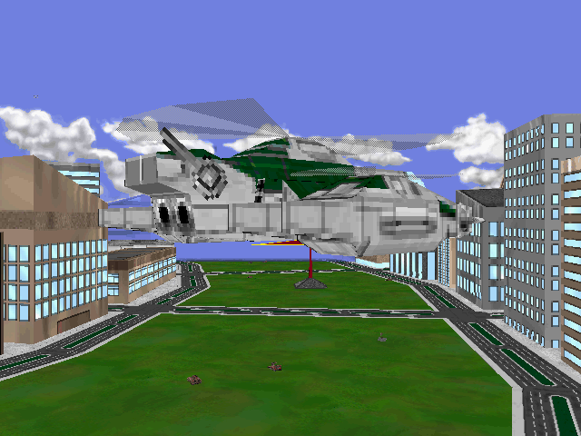 Helicops (Windows) screenshot: Starting the city mission with a different heli
