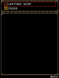 Castlevania: Order of Shadows (Windows Mobile) screenshot: Equipment menu.