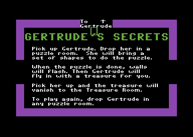 Gertrude's Secrets (Commodore 64) screenshot: About to enter the main play area