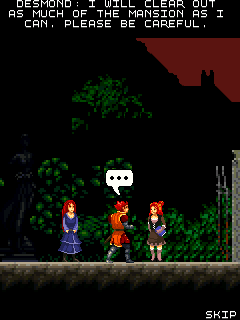 Castlevania: Order of Shadows (Windows Mobile) screenshot: Desmond doesn't want to babysit his sisters.