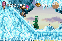 Gumby vs. the Astrobots (Game Boy Advance) screenshot: Ball Gumby can dash up slopes with L or R