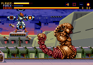 Alien Soldier (Genesis) screenshot: Stage 4 Final Boss, what's that ugly thing?