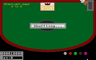 Trump Castle: The Ultimate Casino Gambling Simulation (Atari ST) screenshot: Starting a round of blackjack