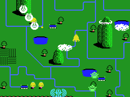 TwinBee (MSX) screenshot: Level 2 takes place above ground