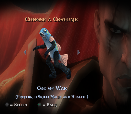 God of War II (PlayStation 2) screenshot: After you beat the game, you can select one of several unlocked costumes