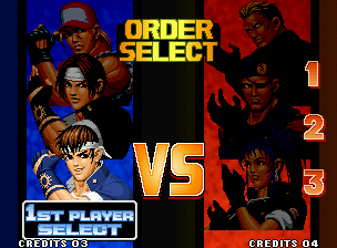 The King of Fighters '98: The Slugfest (Neo Geo) screenshot: Setting the battle order.