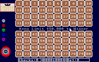 Trump Castle: The Ultimate Casino Gambling Simulation (Atari ST) screenshot: That's a whole lot of Keno!