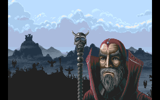 Celtic Legends (Amiga) screenshot: Intro - Red wizard