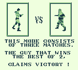 Ring Rage (Game Boy) screenshot: Versus screen