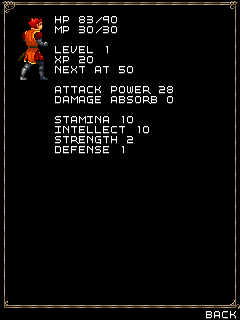 Castlevania: Order of Shadows (Windows Mobile) screenshot: Our Stats.