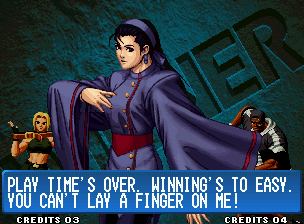 The King of Fighters '98: The Slugfest (Neo Geo) screenshot: Post-match screen.