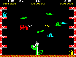 Pssst (ZX Spectrum) screenshot: ...It was a tremendous satisfaction to have a reflection of a certain film translated to another media. People could revive it while playing a game. It was/is a very effective marketing strategy.