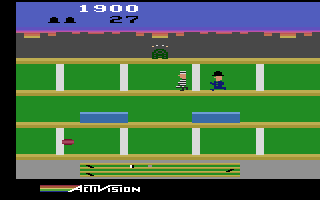 Keystone Kapers (Atari 2600) screenshot: Harry Hooligan is almost caught!!