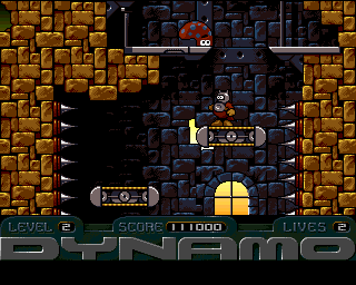 Captain Dynamo (Amiga) screenshot: Level 2 - conveyor belt