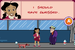 The Proud Family (Game Boy Advance) screenshot: This guy is looking after all the neighbors' dogs, too.