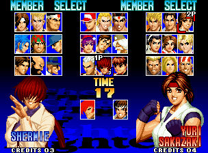 The King of Fighters '97 (Neo Geo) screenshot: Character selection