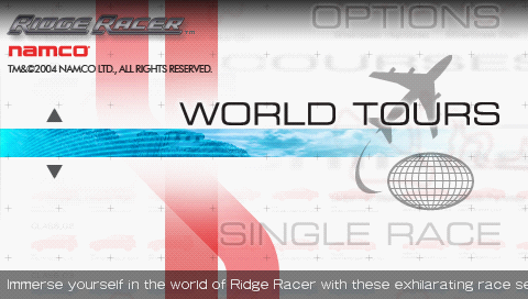 Ridge Racer (PSP) screenshot: Main menu