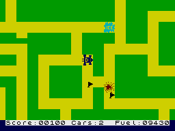 Maze Death Race (ZX Spectrum) screenshot: Flags and something else