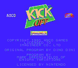 Kick Off (NES) screenshot: Title Screen