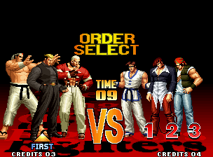 The King of Fighters '97 (Neo Geo) screenshot: Setting the battle order.