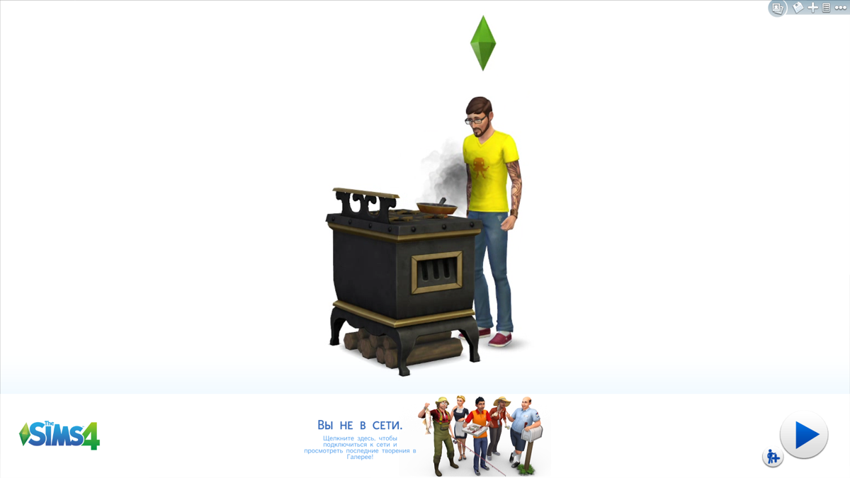 The Sims 4 (Windows) screenshot: After you press a button you can watch some scenes in the main menu