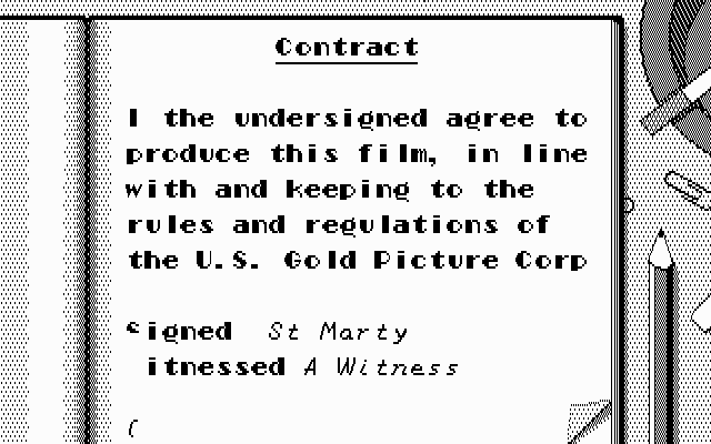 Charlie Chaplin (DOS) screenshot: Signing the contract.