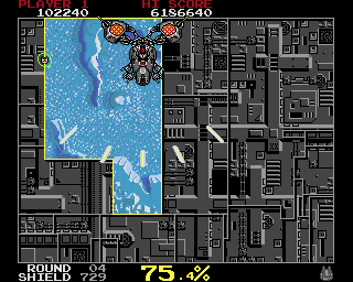 Volfied (Amiga) screenshot: Uncomfortably cramped, mostly for him