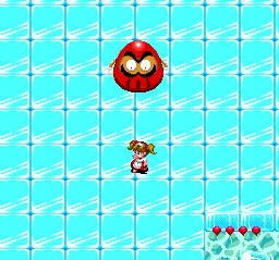Märchen Maze (TurboGrafx-16) screenshot: Tanbura (Tumbler) is the fourth boss