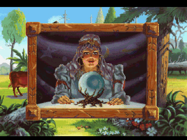 King's Quest V: Absence Makes the Heart Go Yonder! (FM Towns) screenshot: Madame Mushka - the fortune teller