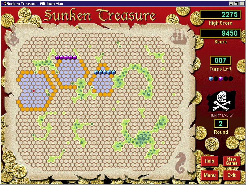 Sunken Treasure (Windows) screenshot: Level two uses a different, but similar map