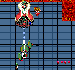Märchen Maze (TurboGrafx-16) screenshot: Final boss is Queen of Hearts, of course. She attacks by generating groups of Spades