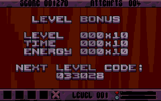 X-It (Amiga) screenshot: Level statistics