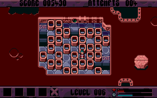 X-It (Amiga) screenshot: Level 006 - Two exits