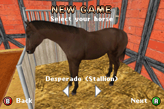 Horsez (Game Boy Advance) screenshot: Choosing a horse for a new game