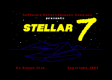 Stellar 7 (Commodore 64) screenshot: American title screen (Software Entertainment version)