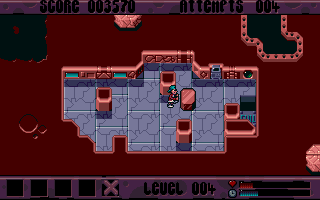 X-It (Amiga) screenshot: Level 004 - This block keeps sliding