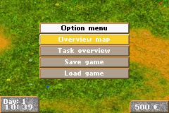 Horsez (Game Boy Advance) screenshot: Options menu